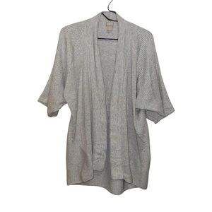 Chico's Light Gray Ribbed Slouchy Longline Open-Front Cardigan